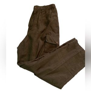 NWT Caribbean Size 36x30 Army Green Linen Relaxed Fit Pants, cargo style